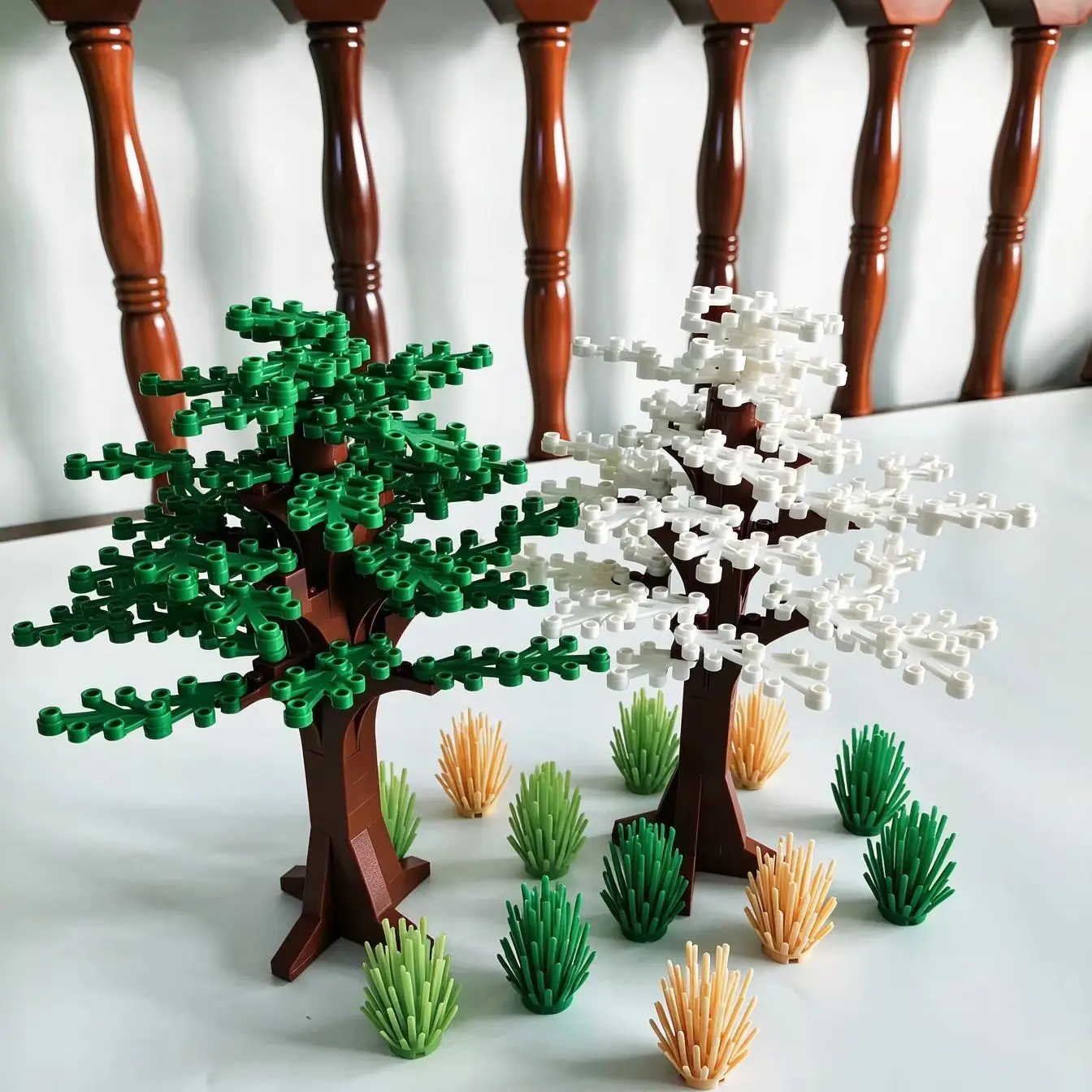 Kinder-Bausteine-Set mit Kleinen Teilen (90 Stück) Baum MOC Stadtstraßen Park Dschungel Landschaft Pflanzen Szenerie Modellierung DIY Spielzeug