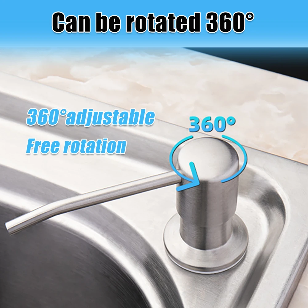 Kitchen Sink Liquid Soap Dispenser Pumps Stainless Steel Head Sink Soap Dispensers with Tube Hose Bottle Accessories Soap Pump