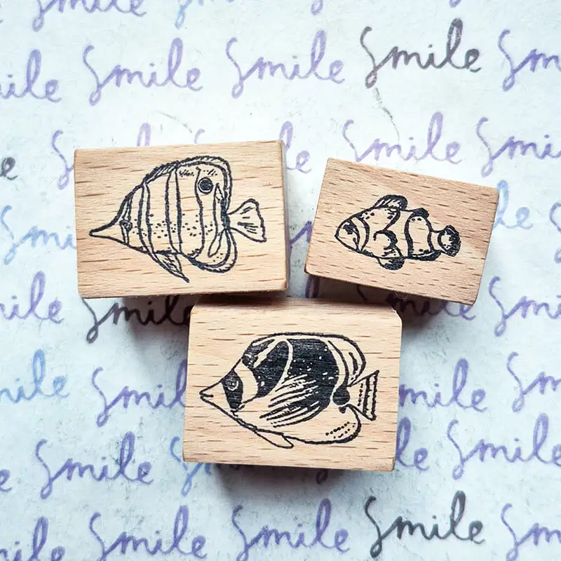 ختم صغير لسكرابوكينغ، أسماك المحيط، ديكور اليوميات، طوابع خشبية لطيفة لجلات القصاصات #3