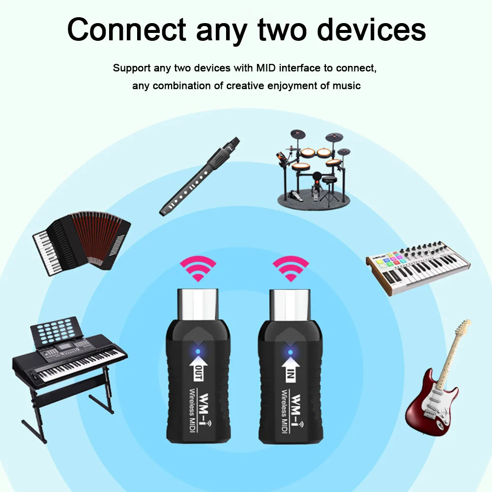 Wireless MIDI Adapter Plug and Play Support Mini Wireless Transmission MIDI System Midi Wireless System for Electric Guitar