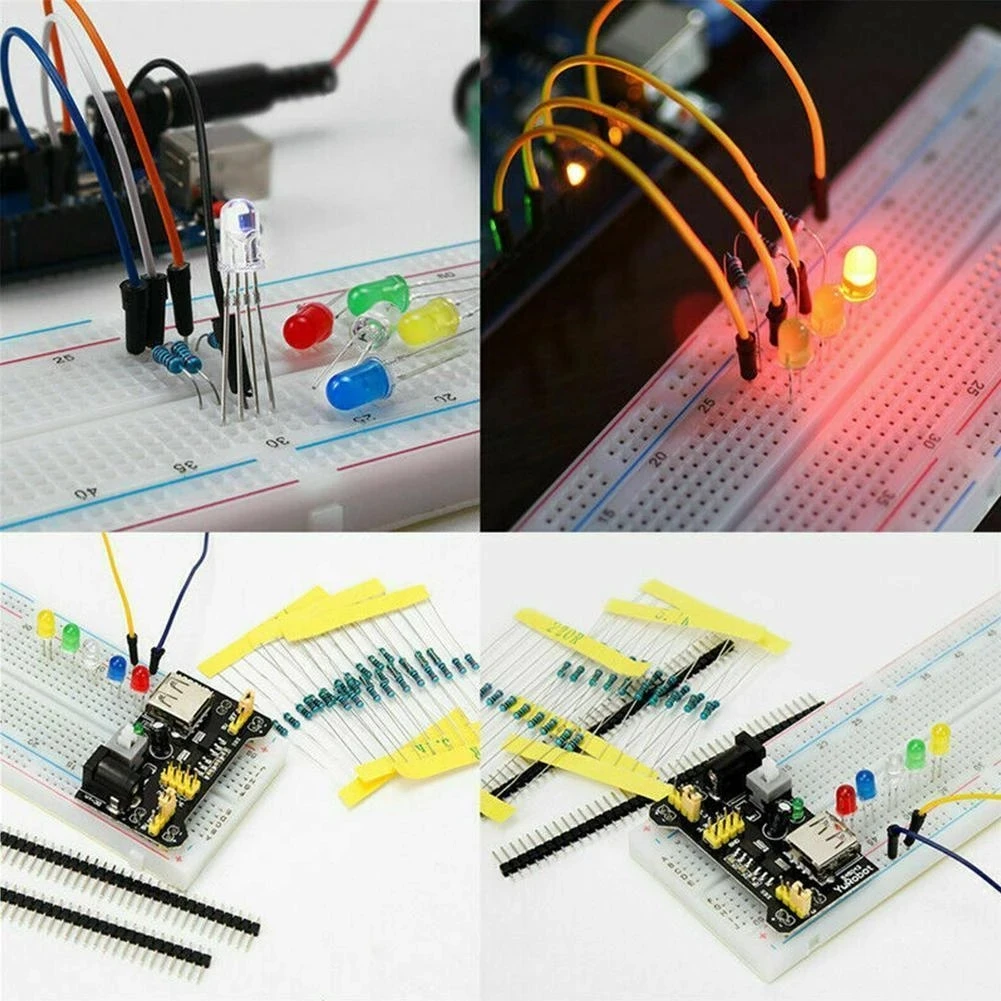 DIY Electronics Components Kit Project Starter Electronic DIY Kit with 830 Tie-points Breadboard for Arduino R3  with Box