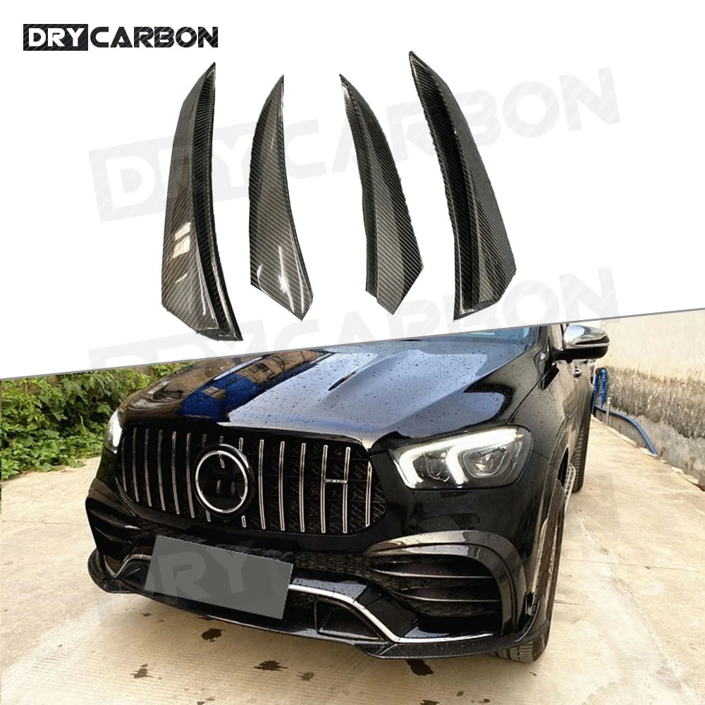 For Mercedes Benz GLE Class W167 GLE53 AMG SUV 2020 UP Front Bumper Fender Trim Fins Canard Dry Carbon Fiber Body Kits