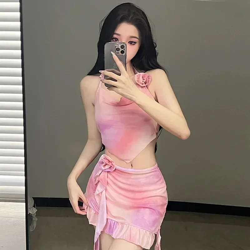 

New 2025 Women's Bikini Swimsuit Three-Piece Set Pure Desire Sexy Korean Hot Spring Swimwear Separate Design Beach Fashion