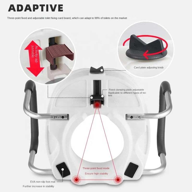 노인 및 임산부를 위한 높이 조절 변기, 재활 간호용 탈부착식 팔걸이, 욕실 안전 장비