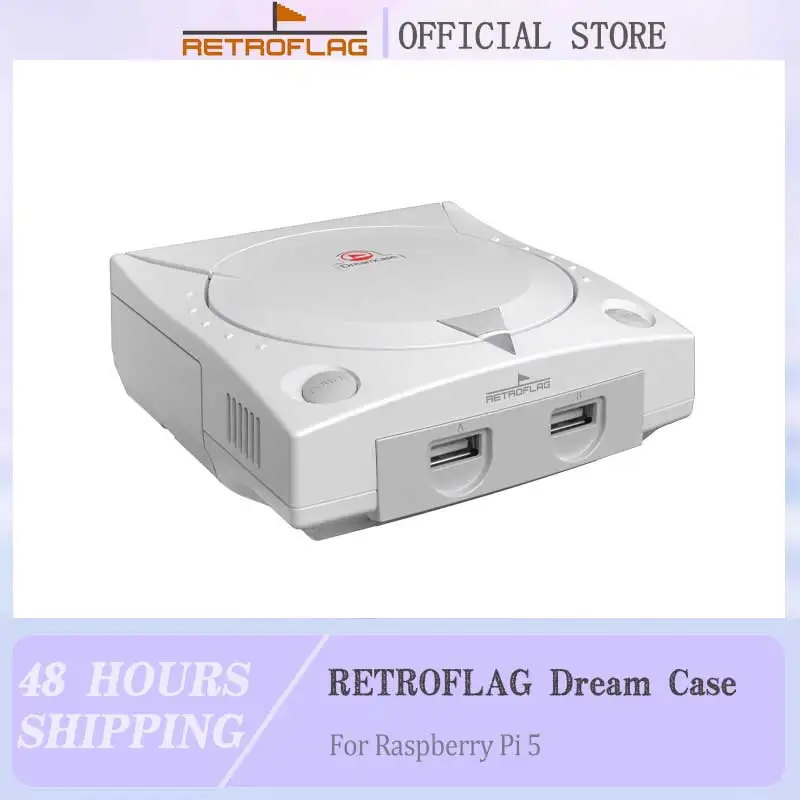 حافظة RETROFLAG Dream لجهاز Raspberry Pi5، مع فتحة بطاقة SD، ومنافذ LAN وHDMI، وزر إعادة الضبط القابل للتخصيص لنظام التبريد