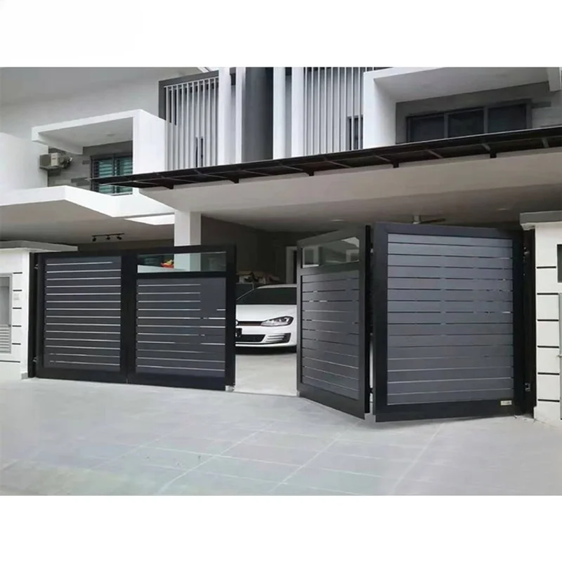 

Modern electric metal folding gate design high quality family villa automatic aluminum double folding Lane Gate