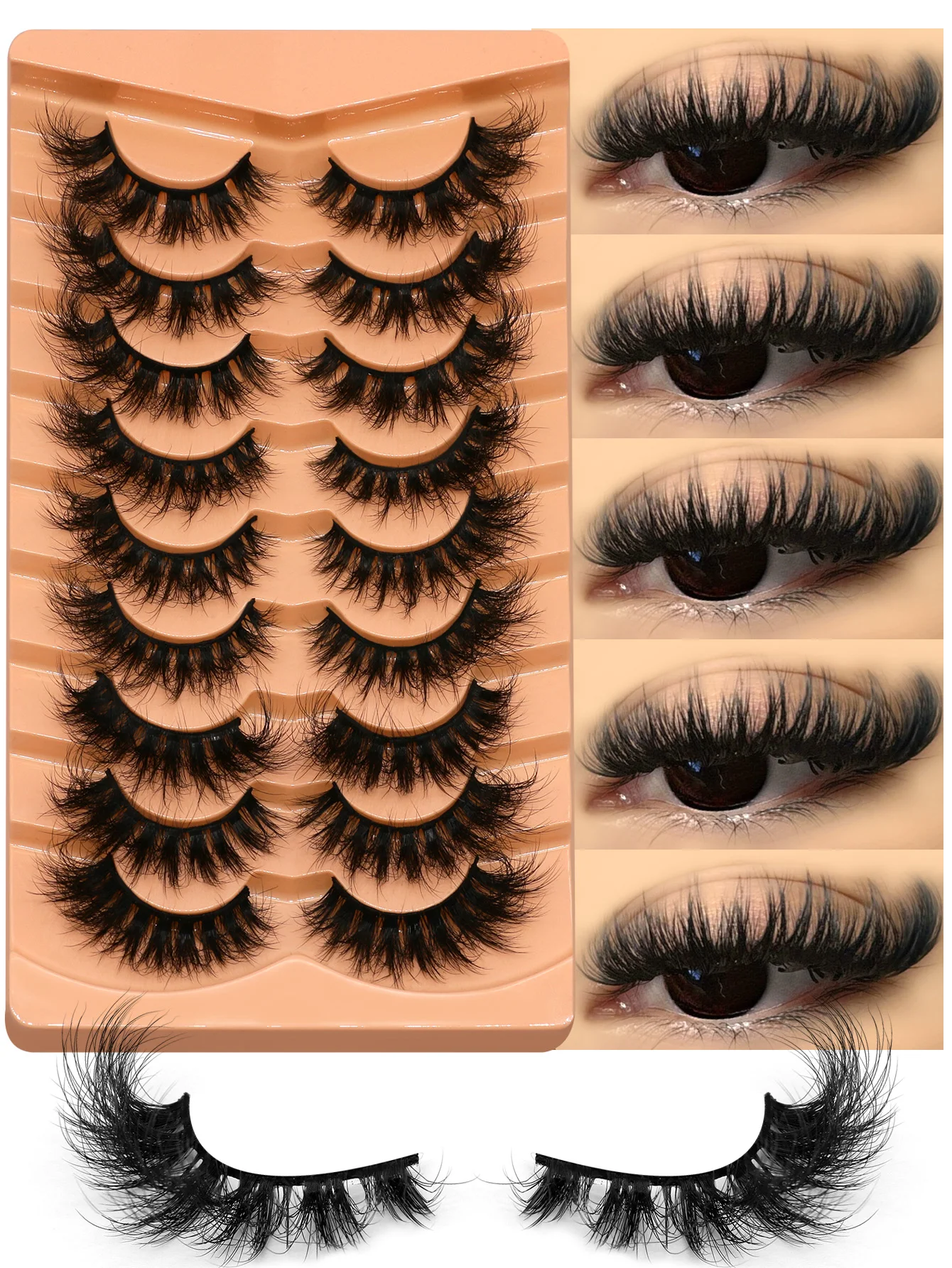 Cat Eyelashes Fluffy 3D Mink Eyelashes Natural Look False Lashes for Daily Party Wedding Lightweigh Reusable Makeup