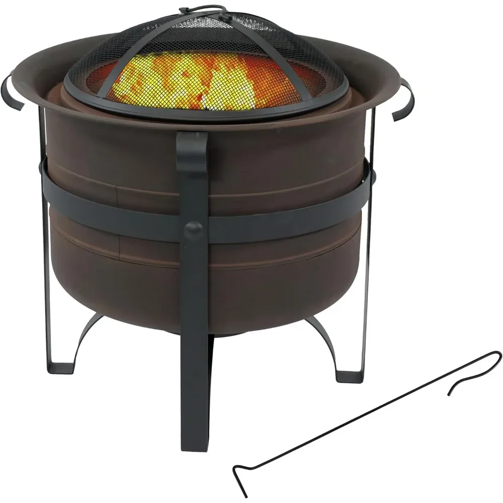 

23-Inch Cauldron-Style Smokeless Wood-Burning Fire Pit with Spark Screen - Steel Outdoor Smokeless Fire Pit for The Backyard