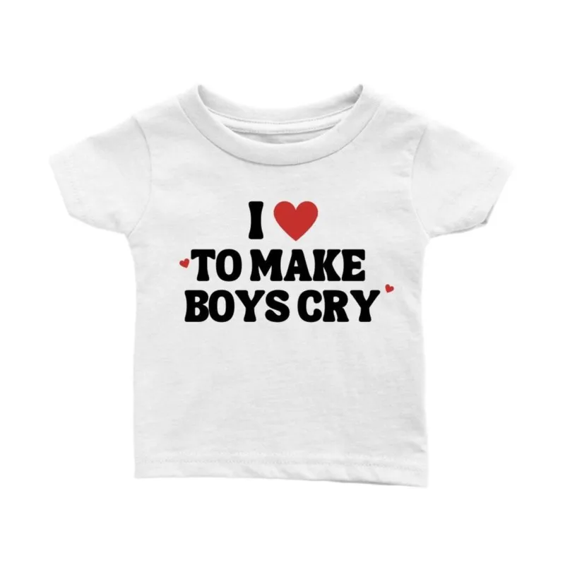 I Like Make Boys Cry Printed Crop Tops Fashion Women Summer Baby tee O neck Sexy E-girl Streetwear Y2k 2000s Clothing