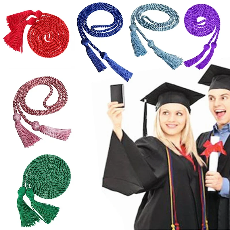 Graduation Honor Cords with Tassels, Polyester Yarn Cord for Bachelor Gown, Graduation Students Drawstring Rope