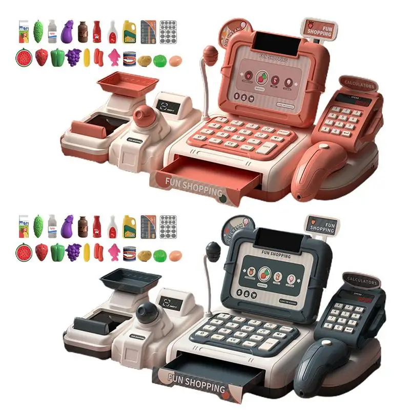 Kids Cash Register Pretend Cash Register Pretend Play Calculating Kids Grocery Accessories Scanner & Sounds Light Cash Register