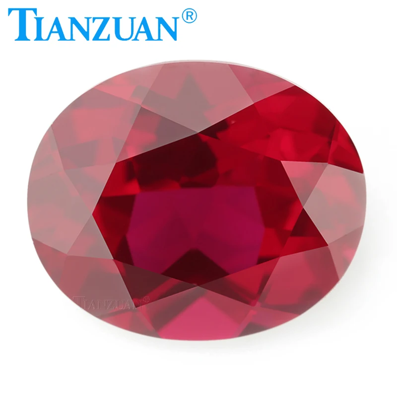 Synthetic Ruby 5# Red Color Oval Shape Natural Cut  Corundum Clear Loose Stone for Jewelry Making