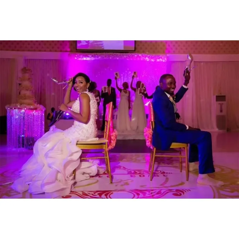 تخصيص تصميم جيد السباغيتي حزام يزين الخرز حورية البحر فستان الزفاف Vestidos De Novia الأورجانزا الكشكشة المتتالية الزفاف