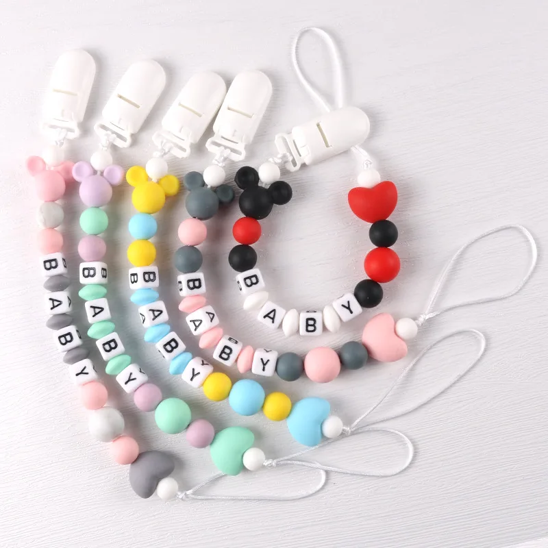

Baby Customized Personalized Name Pacifier Clips Chains Nipple Dummy Holder Soother Teether Pendants Newborn Accessories Gifts
