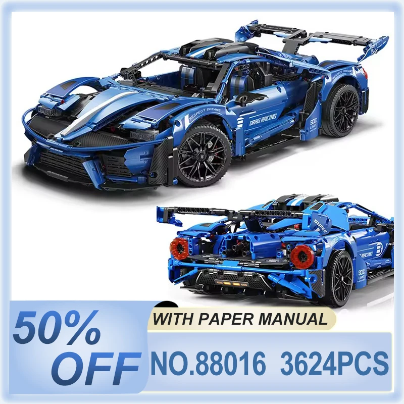 MOC Technical 1:8 Concept Supercar 88016 GT Model Building Block Bricks Puzzle Assembly DIY Toy Christmas Gift Kids