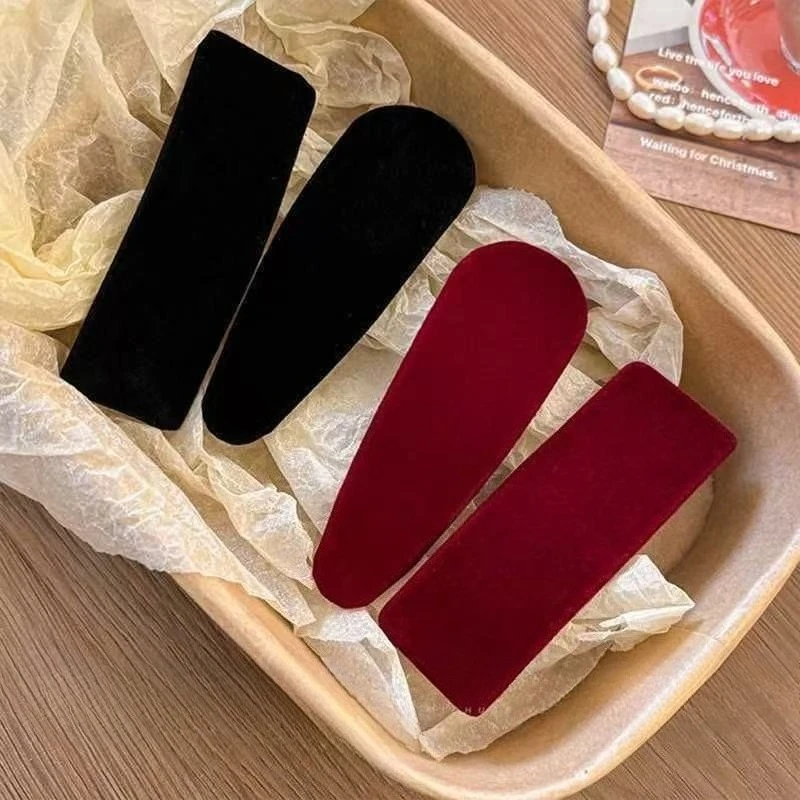 

2PC Fashion Classic Style velvet Solid BB Hair Side Clips Vintage Hairpin for Girls Women Korean Hair Accessories