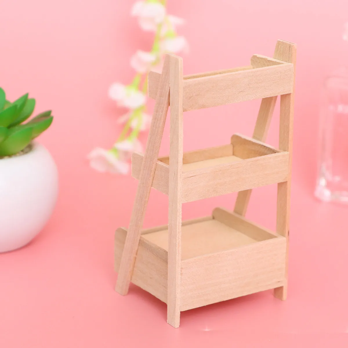 

Wooden Mini Pergola Flower Shelf for Dollhouse 1:12 Scale Lightweight Decorative Garden Accessory Miniature Home Decoration