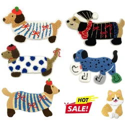 Large Long Dog New Towel Cartoon Animal Decorative Cloth Patch Clothes Accessories Embroidery DIY Patches for Clothing Sewing