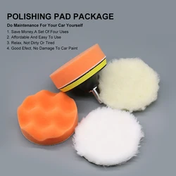 Kit de tampons de polissage pour voiture, éponge à cirer, roue en laine, tampons de polissage d'entretien de peinture automatique, adaptateur de perceuse, 6 pièces, 3 