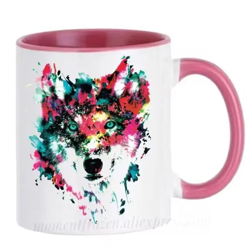 Wolf Cups Wolves Coffee Mugs Animal Lover Gifts Home Decal Mugen Ceramic Milk Tableware Tea Teaware Coffeeware Beer Drinkware