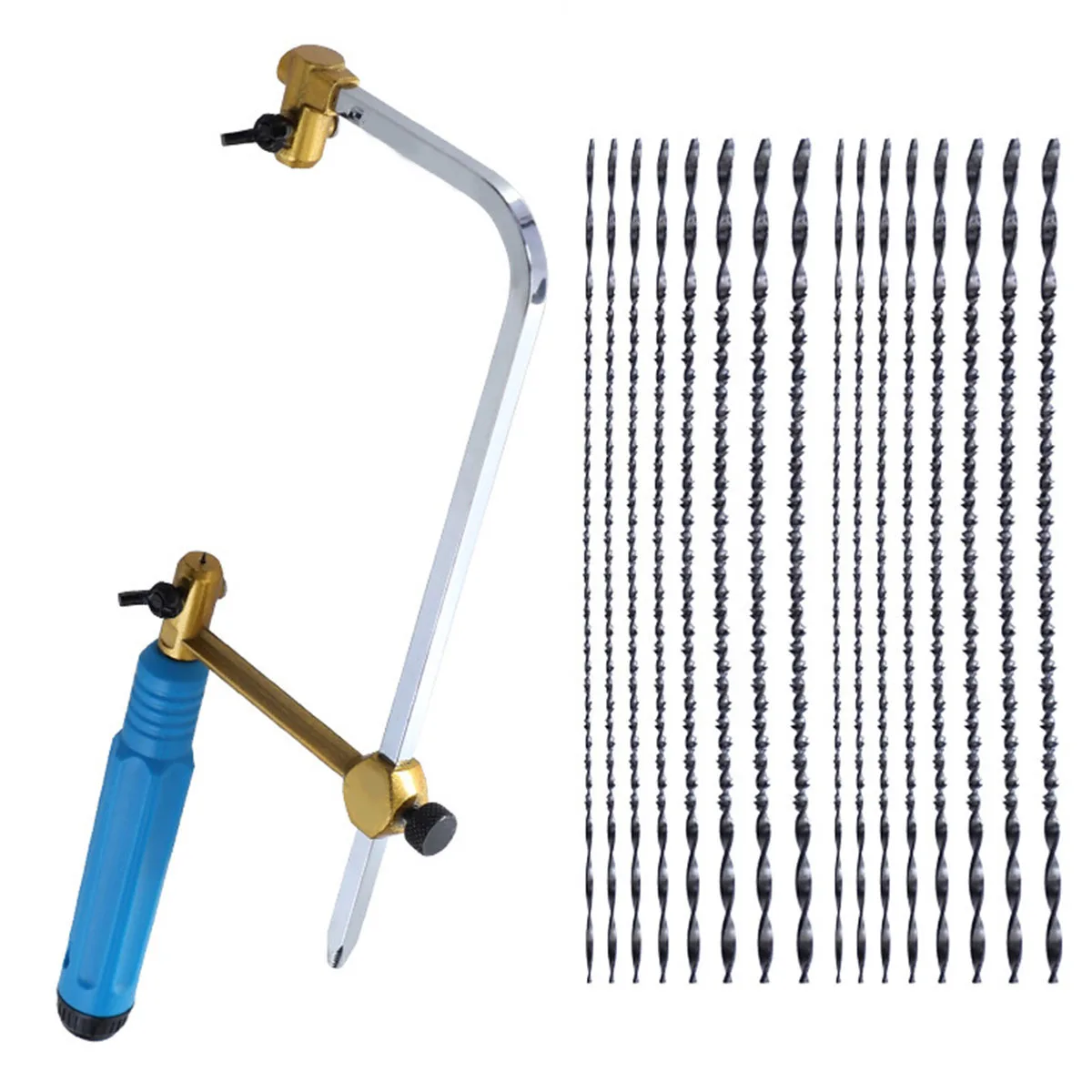 Coping Saw Heavy Duty Metal Hand Saw Fast Cutting Non-slip Hacksaw with 16 Replacement Steel Saw Blade Woodworking Tool