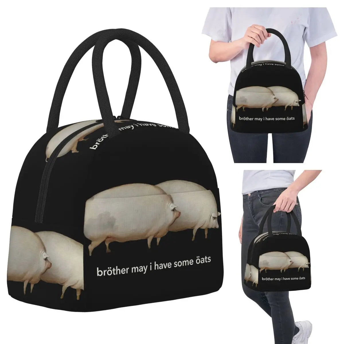 هل لدي بعض الشوفان، حقيبة غداء كلاسيكية معزولة للنساء والأطفال، صناديق طعام مقاومة للتسرب، حقيبة غداء حرارية
