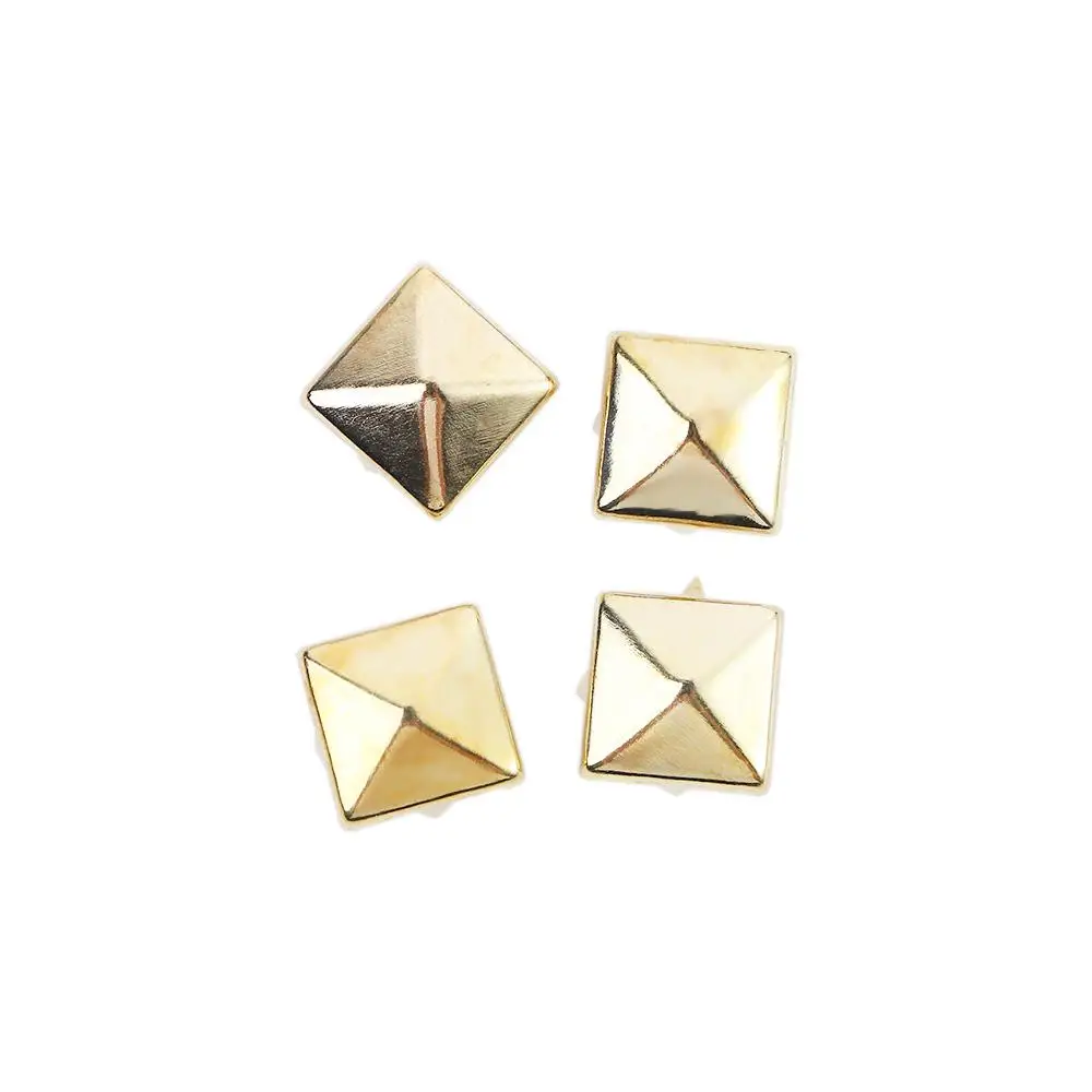 Gold Fashion Quality Metal Silver Pyramid Shape Releasable DIY Studs Square Rivets Sewing Decor Garment Supplies
