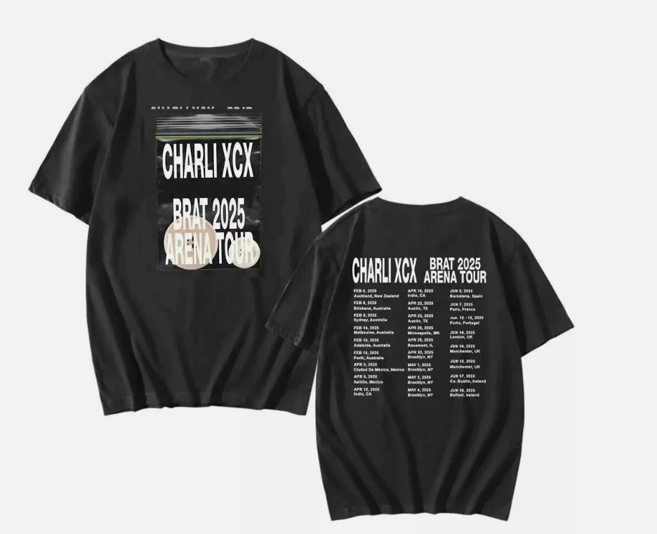 

New Charli XCX Brat 2025 Arena Tour Plus Size Short Sleeve Gift for Fans Shirtn