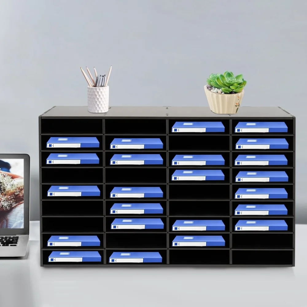 100x30x61cm Desktop File Holder 36 Compartments A4 Filing Tray Office Desk Tidy Mail Sorter File Holder Paper Organizer Black