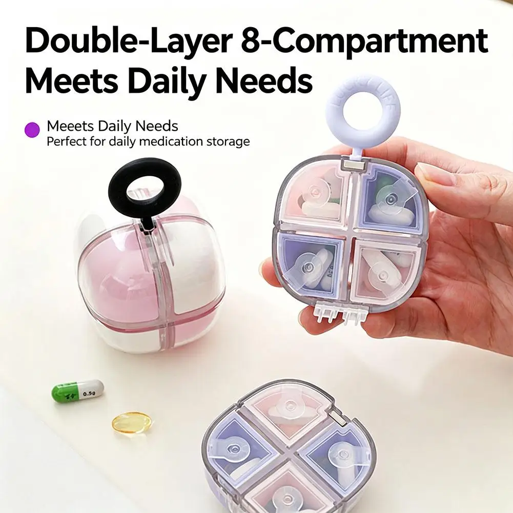 1Set Pill Dispenser Storage Kit with Pill Storage Box & Pill Cutter, 8 Grid Sealed Travel Case for Medicine Jewelry Small Items