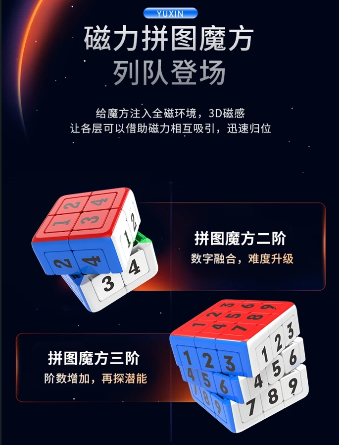 YuXin 3x3x3 rompecabezas Digital Cubo magnético divertido Cubo de números de velocidad rompecabezas profesional juguetes niños regalo Cubo mágico