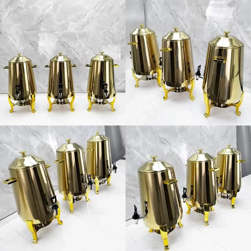Buffet Commercial Retail 13L Hot Water Dispenser Thermos Milk Dispenser Gold Copper Stainless Steel Coffee Urn