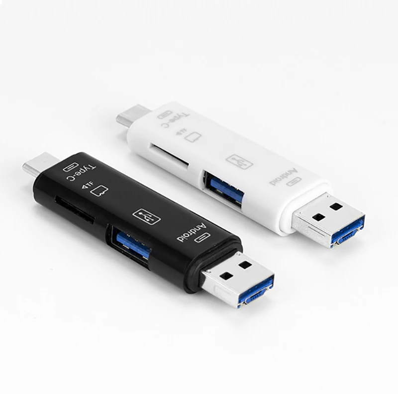 Ginsley Type C&MicroUSB & USB 3 In 1 OTG Card Reader High-speed Universal OTG TF/USB for Android Computer Extension Headers