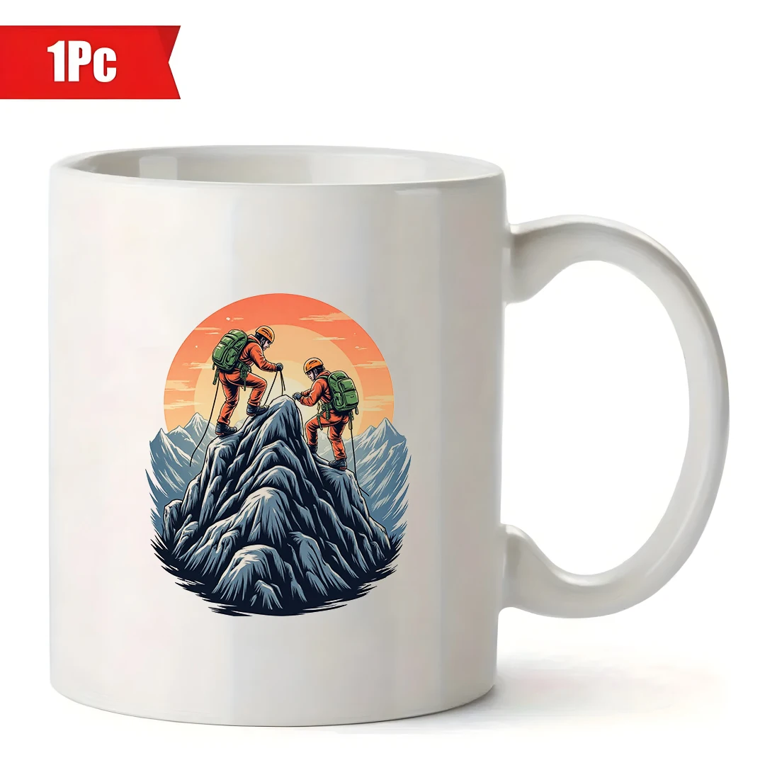 11온스 만화 등산가 머그컵 + 야외 모험 보온컵 가족을 위한 완벽한 크리스마스 선물 사무실 필수품 컵