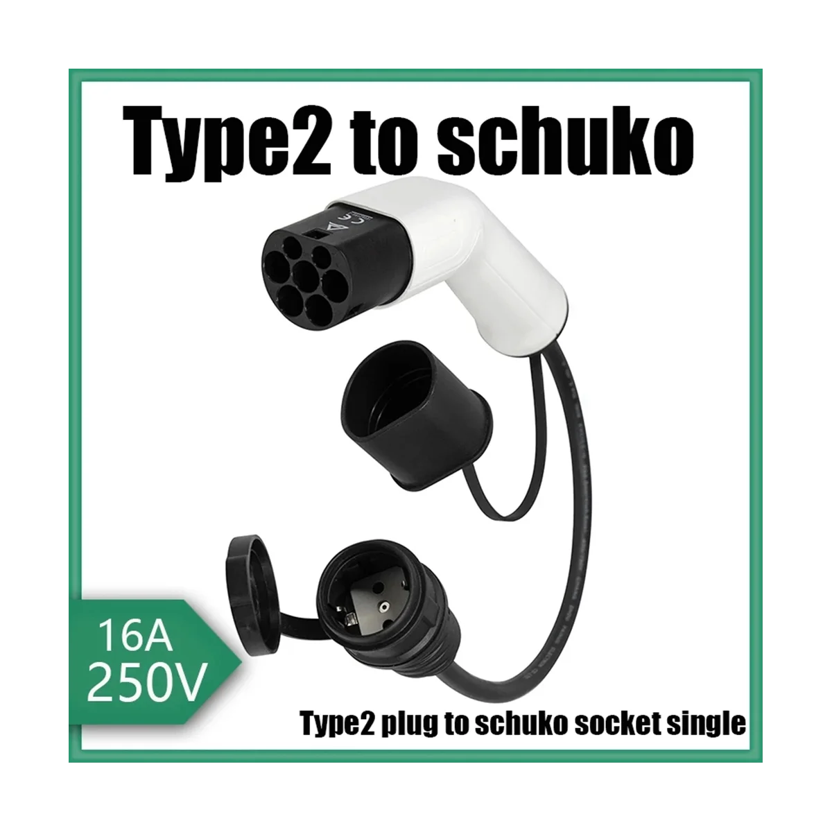 Type2 do Schuko 16A samochód elektryczny typ 2 boczna wtyczka do gniazda Schuko EV Adapter do ładowania stacji ładowarka samochodowa