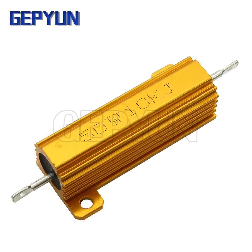 1pcs 50W Aluminum Power Metal Shell Case Wirewound Resistor 0.05 0.1 0.5 1 2 6 8 10 20 200 500 750 800 1K 10K ohm 0.01-100K