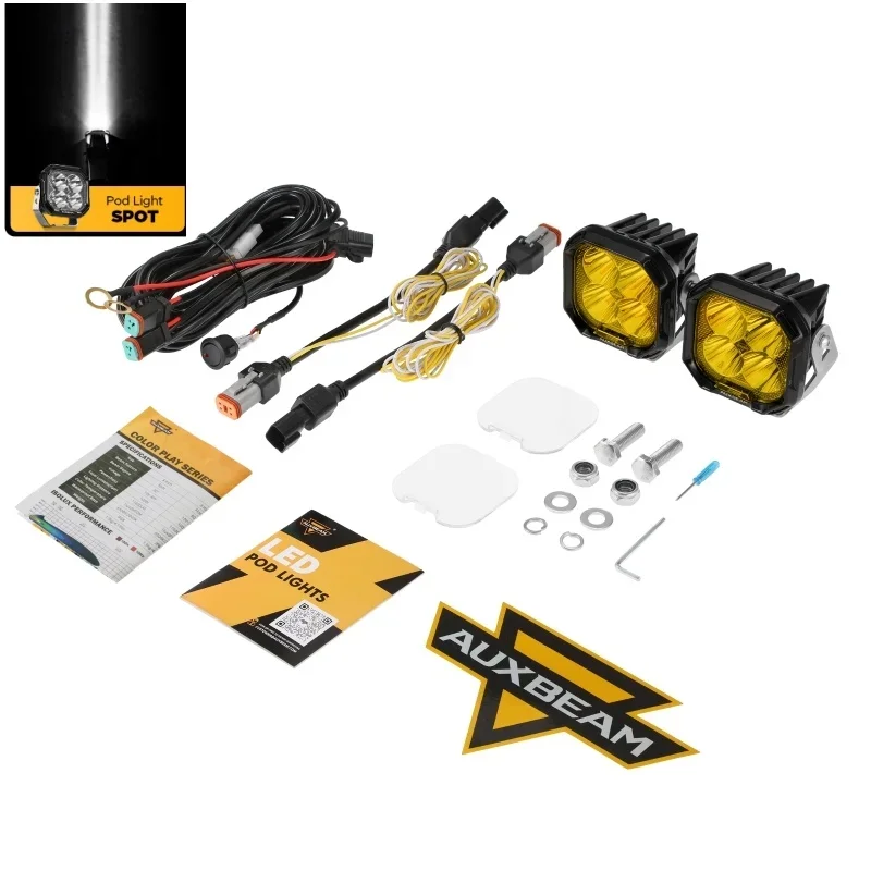 1 Paar 3 Inch LED Pod Lampen met Witte DRL & Amber Knipperlicht Rijlicht voor UTV ATV SUV Truck Offroad