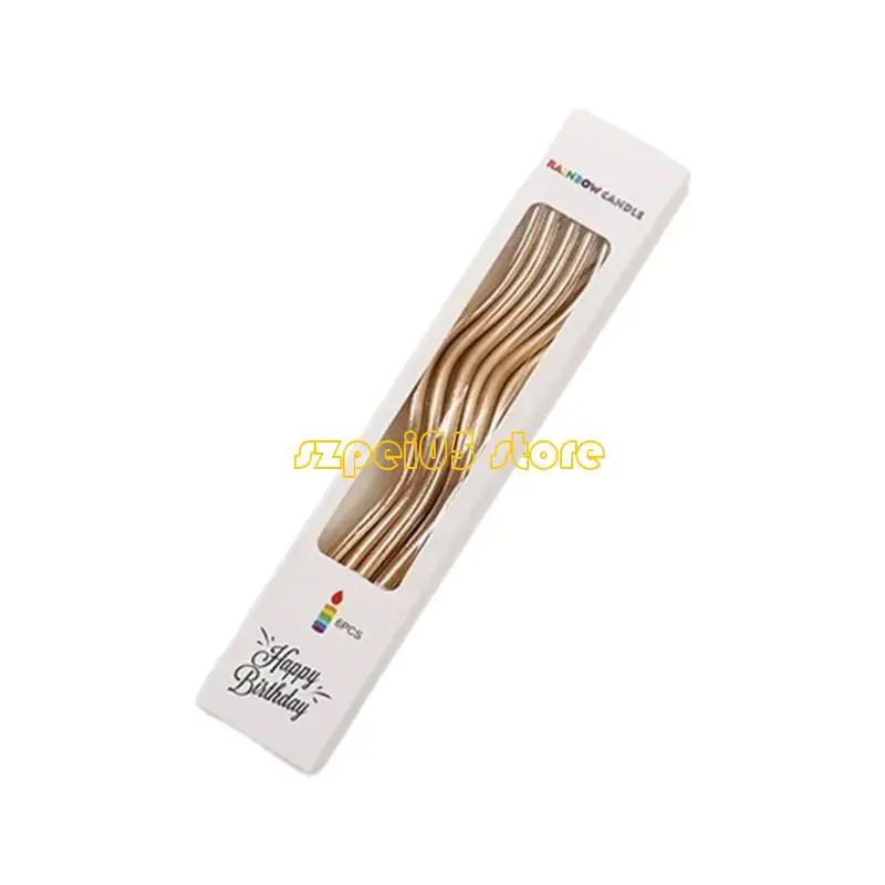 45Be 6 piezas Vela pastel decorativo curvado funcional con revestimiento oro para decoraciones fiestas cumpleaños y