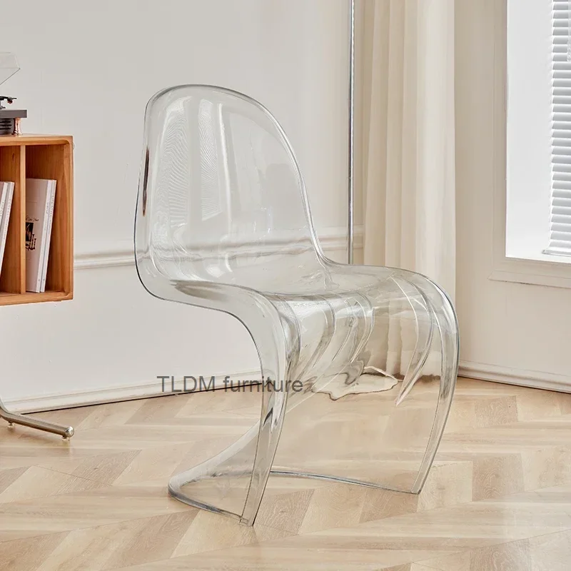 Nordic transparent Relax plastic chair INS backrest Design stool luxury dining chairs hall waiting coffee chair Home furniture