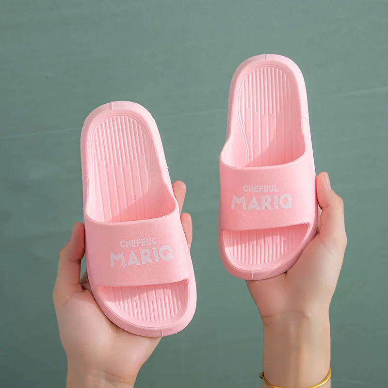 Summer Children Solid Color Soft Slippers Comfortable Breathable Non-Slip Cute Slippers Home Bathroom Beach Slippers Kids Sandal