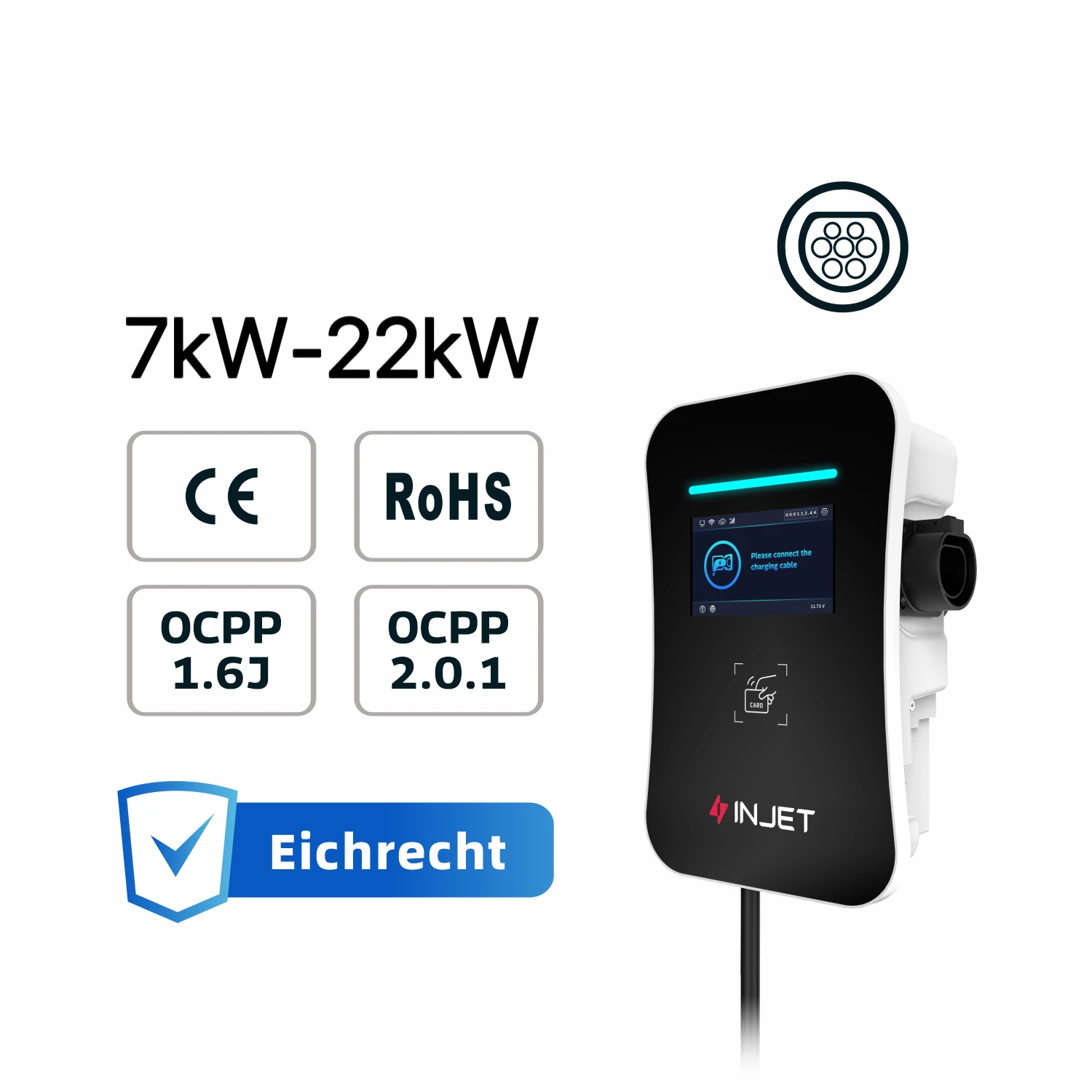 

Немецкая коммерческая зарядная станция для электромобилей Eichticos 4G New Energy OCPP WIFI Modbus RTU Приложение для электромобилей RFID DLB Быстрое зарядное устройство для электромобилей