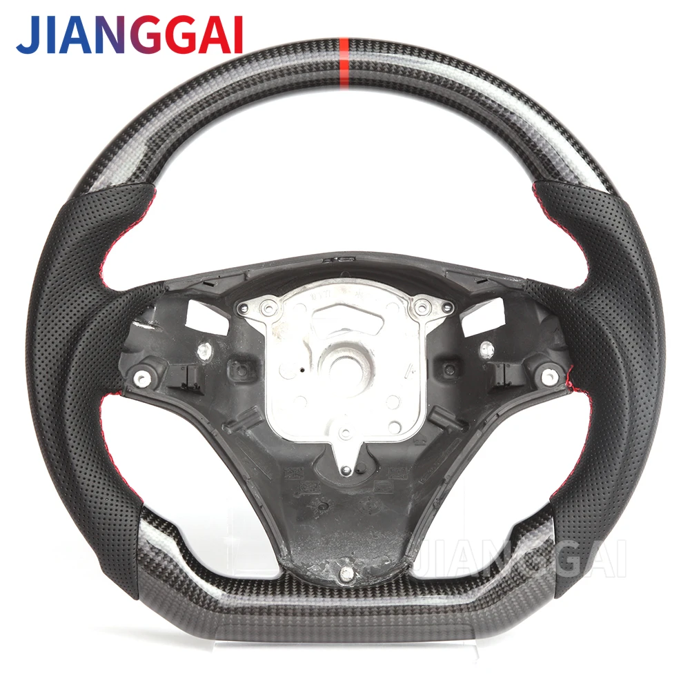 Carbon Fiber Steering Wheel For BMW E90 E91 E92 E93 M3 328i 2006-2012 Sport Perforated Leather Steering Wheel Red  Stitching