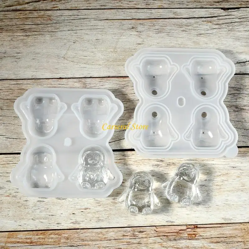 

M4YF Silicone Tray Penguins Designs Portable for Creative Drink Serving