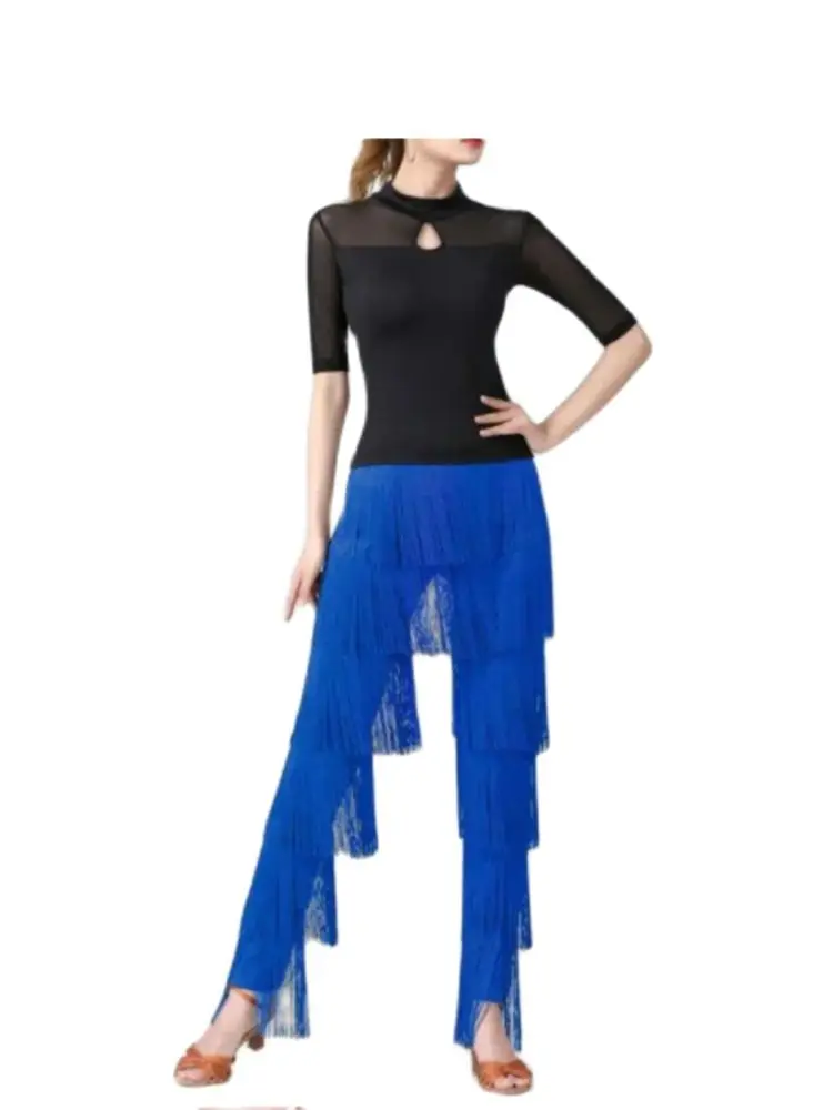 Pantalon en ylène avec pompon pour femme, long, latin, cha, tango, dame, 1 pièce par lot