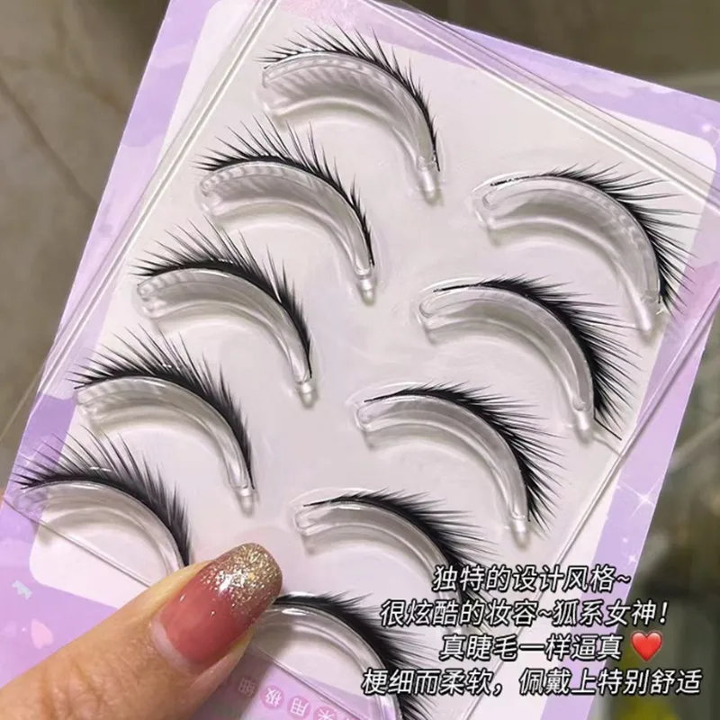 5 أزواج من الرموش الصناعية المجنحة القابلة لإعادة الاستخدام الطبيعية السميكة الطويلة مانغا جلدة الثعلب العين ماكياج الجمال أداة