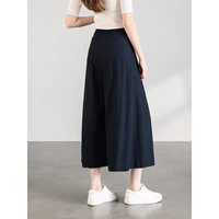 VIMLY Women's Wide Leg Cropped Pants 2026 Summer New Minimalist Commute Ruched Waist Design Loose Fit Casual Culottes A6206 - Image 2