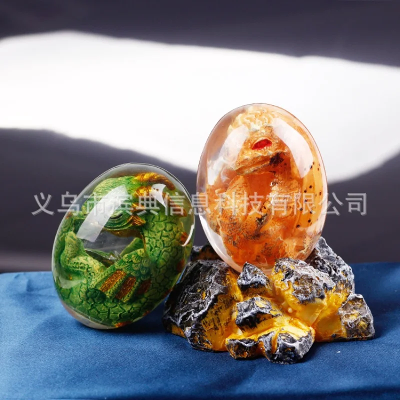 New Lava Dragon Egg Resin Statue Ornamental Dinosaur Eggs Sculpture Crystal Gemstone Souvenir Home Decor Collection Kid Gift Toy