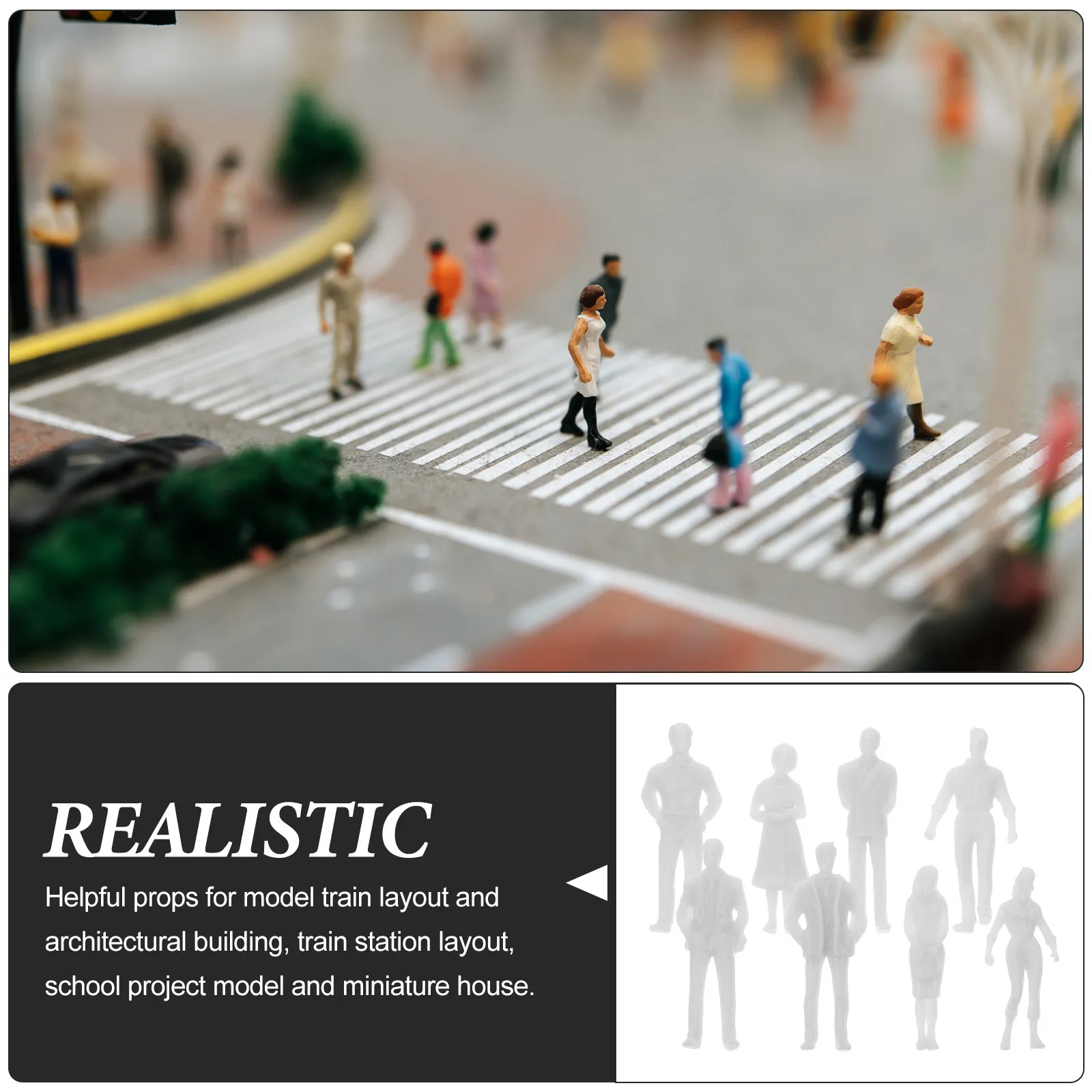 20Pcs White People Figures Lifelike Mini People Models DIY Paintable Plastic Figures for Miniature Landscape Train Station