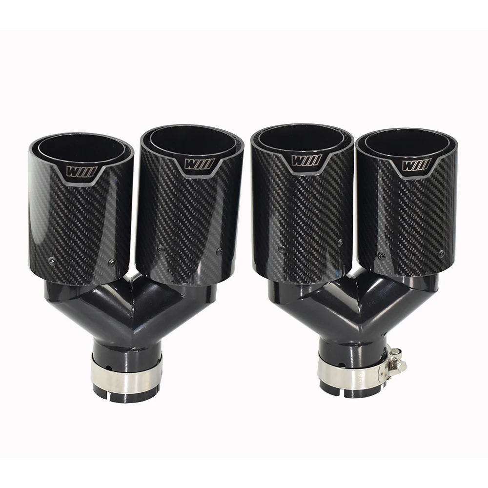 1 Pair Best Value Dual M Logo Carbon Fiber Exhaust Tip for BWM Series M Performance Stainless Steel Muffler Pipe