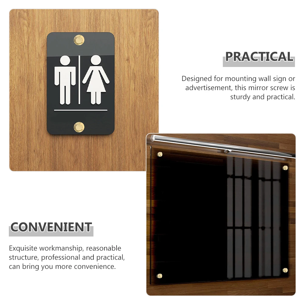 

10pcs Mirror Decorative Screws Nails Sturdy Practical Advertising Clips Frameless Fasteners Glass Acrylic Signs Panels Photo